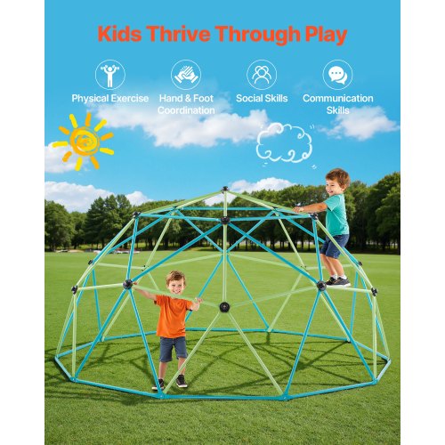 Climbing Dome 10FT Geometric Dome Climber for Kids 1000LBS Loading Jungle
