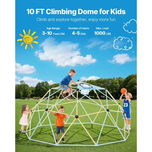 Climbing Dome 10FT Geometric Dome Climber 1000LBS Loading Jungle Gym