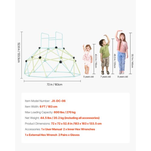 Climbing Dome 6FT Geometric Dome Climber for Kids 600LBS Loading