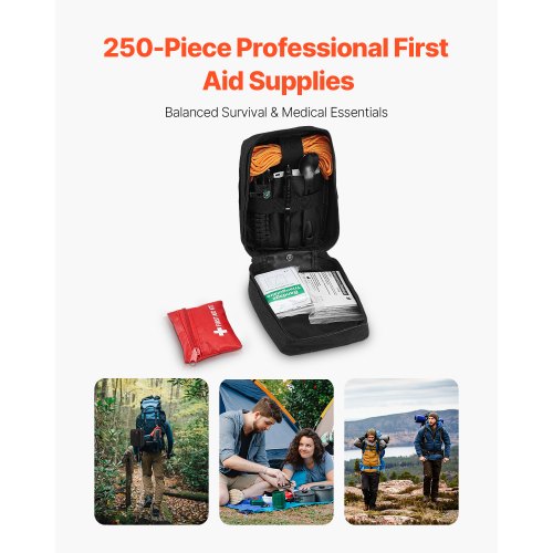 Survival First Aid Kit 250 Pieces 600D Nylon Trauma First Aid Bag