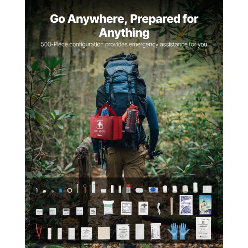 First Aid Kit 500 Pieces 600D Nylon Large Survival First Aid Bag