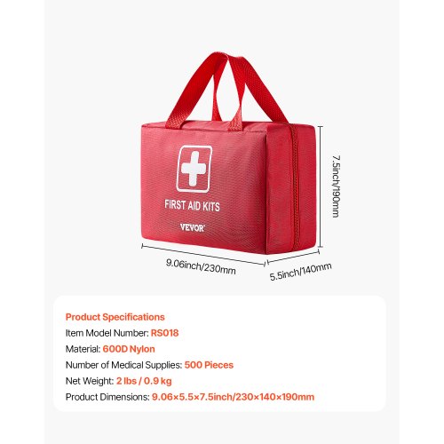 First Aid Kit 500 Pieces 600D Nylon Large Survival First Aid Bag