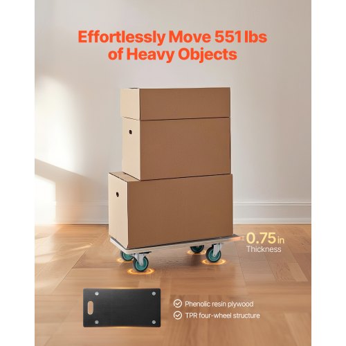 Furniture Dolly 551 lbs Load Capacity Furniture Moving Dollies with 4 TPR