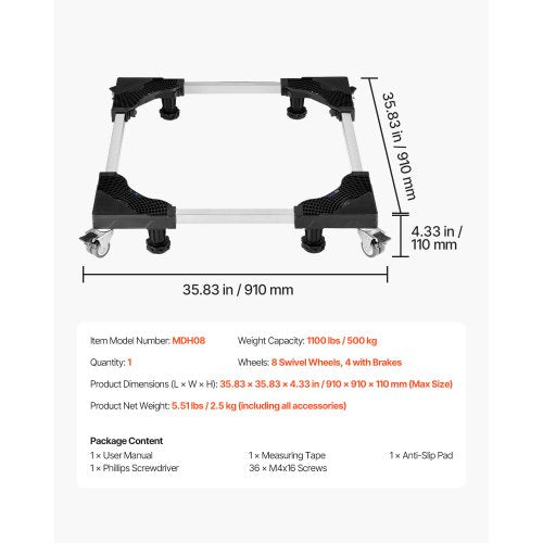 Fridge Stand Mobile Base 1100 lbs Load Capacity Washing Machine Stand with 8