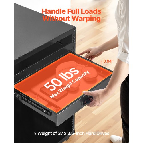 2U Rack Mount Drawer 50 lbs Max LoadBearing Lockable Server Cabinet Case