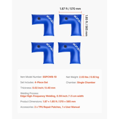 Corner Pool Water Tubes 4 Pack 224 x 22.2 in Corner Winter Water Bags