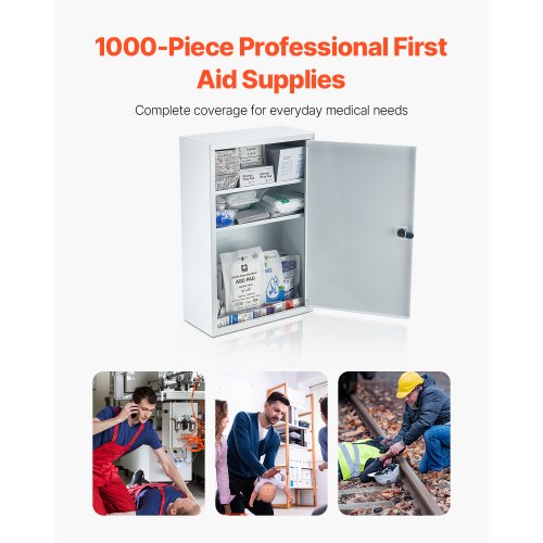 3Shelf First Aid Cabinet 1000 Pieces Large Capacity First Aid Kit Wall