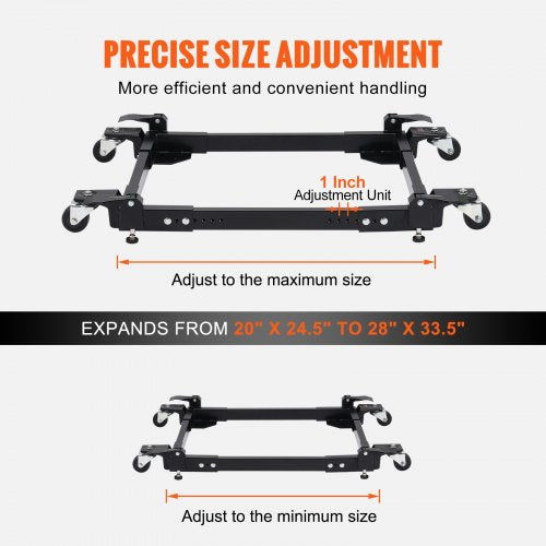 Mobile Base 1500 lbs Capacity Adjustable from 20 x 245 to 28 x 335