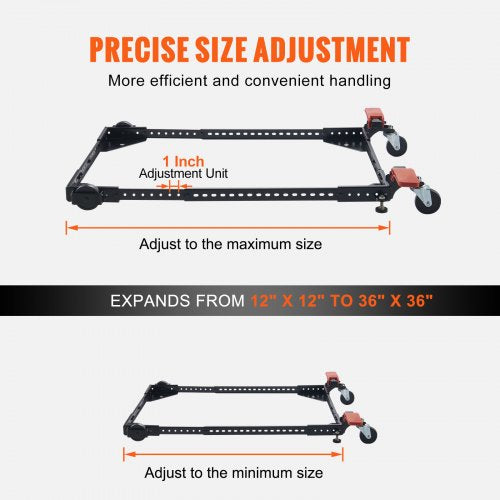 Mobile Base 500 lbs Weight Capacity Adjustable from 12 x 12 to 36 x