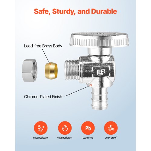 10 Pack Angle Stop Valve Water Shut Off Valve 12 PEX x 38 OD
