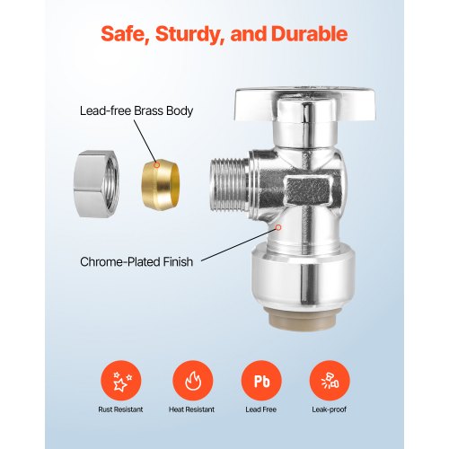10 Pack Angle Stop Valve PushtoConnect Water Shut Off Valve 12 PTC x