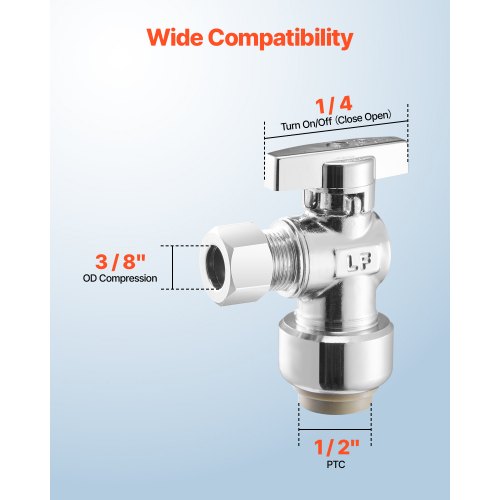 10 Pack Angle Stop Valve PushtoConnect Water Shut Off Valve 12 PTC x