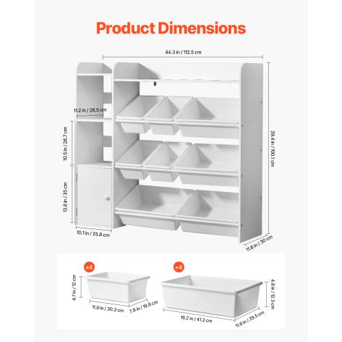 Kids Toy Storage and Bookshelf 4Tier Toy Storage Organizer with 8 Flexible