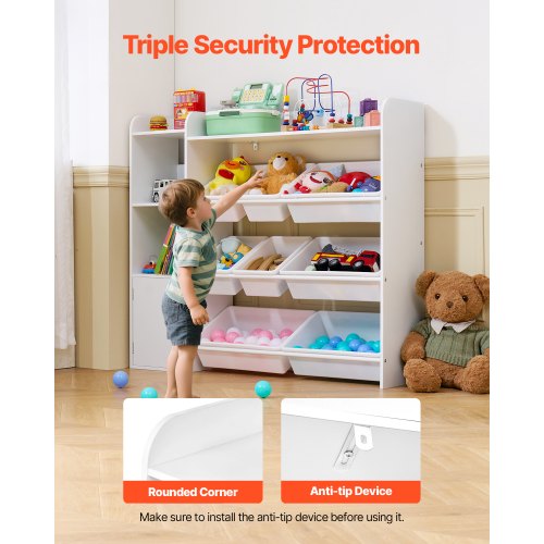 Kids Toy Storage and Bookshelf 4Tier Toy Storage Organizer with 8 Flexible
