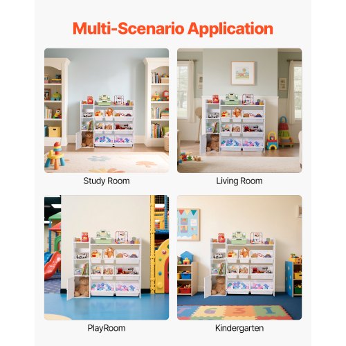 Kids Toy Storage and Bookshelf 4Tier Toy Storage Organizer with 8 Flexible
