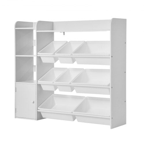 Kids Toy Storage and Bookshelf 4Tier Toy Storage Organizer with 8 Flexible