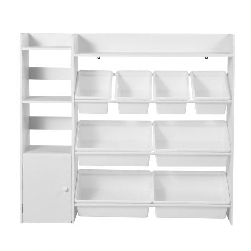 Kids Toy Storage and Bookshelf 4Tier Toy Storage Organizer with 8 Flexible