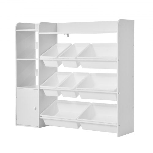 Kids Toy Storage and Bookshelf 4Tier Toy Storage Organizer with 8 Flexible