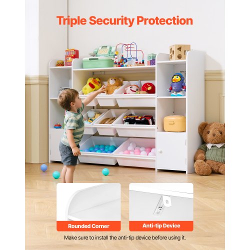 Kids Toy Storage and Bookshelf 4Tier Large Toy Storage Organizer with 8