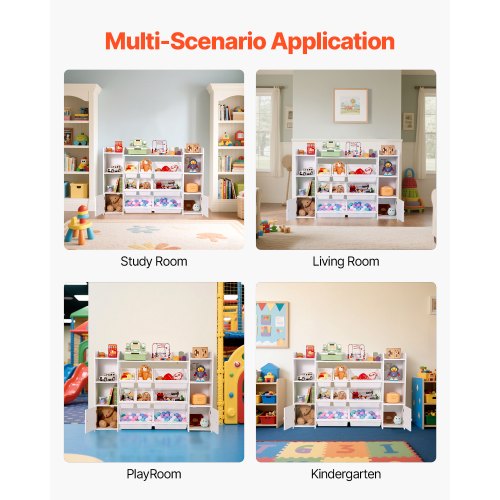 Kids Toy Storage and Bookshelf 4Tier Large Toy Storage Organizer with 8