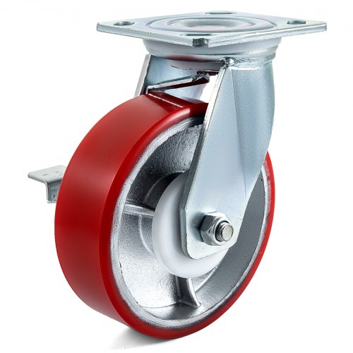 4 Pack 6 x 2 Inch Caster Wheels 2 Rigid and 2 Swivel Casters with Side Brake