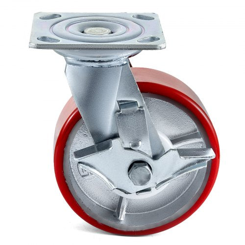4 Pack 6 x 2 Inch Caster Wheels 2 Rigid and 2 Swivel Casters with Side Brake