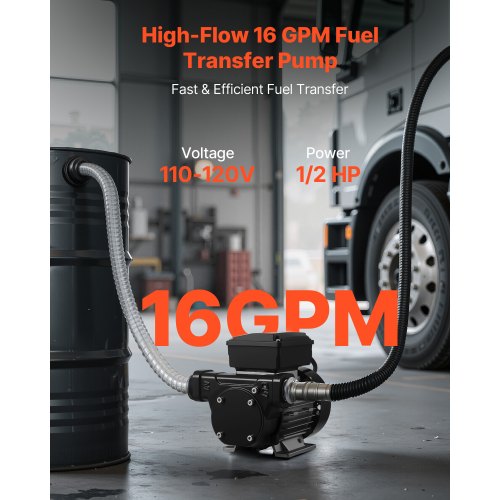 Fuel Transfer Pump 110V 16 GPM 60 Lmin AC Electric Oil Transfer Pump for Diesel