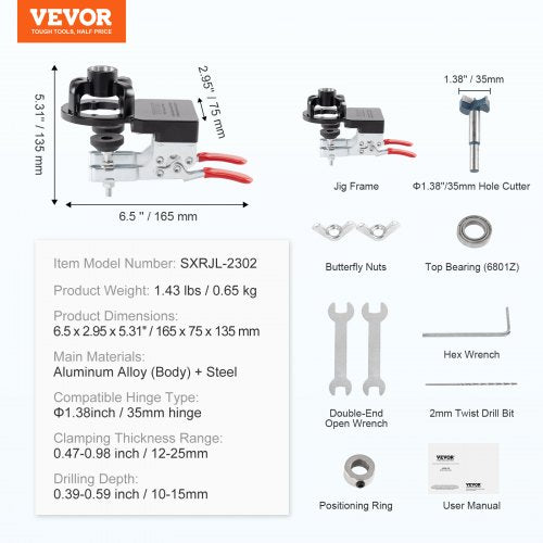 35 mm Concealed Door Hinge Jig Aluminum Alloy Cabinet Hinge Jig Accurate