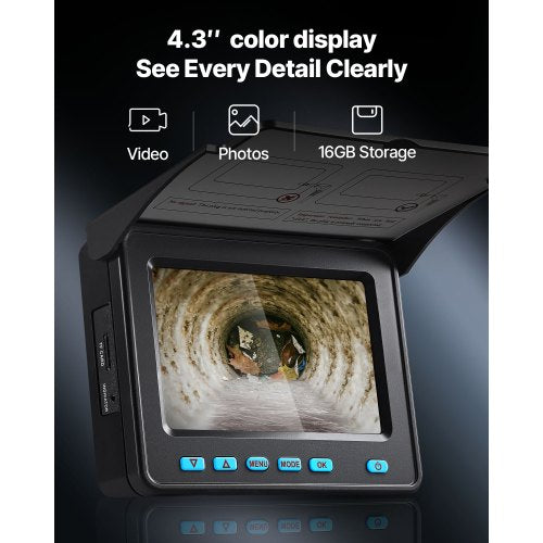 Sewer Camera 98 ft30m 43 Drain Inspection Camera IP68 Waterproof Snake
