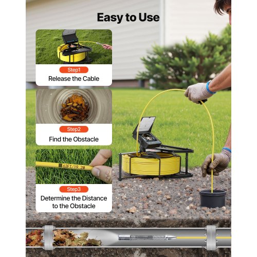 Sewer Camera 66 Ft20M 43 Drain Inspection Ip68 Waterproof Snake Plumbing With