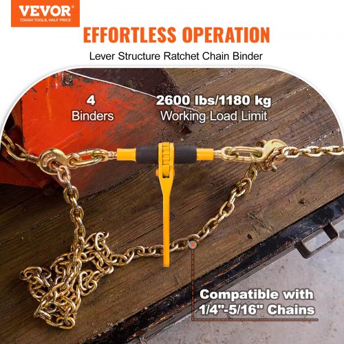 Ratchet Chain Binders 14516 2600 lbs Safe Working Load 4 Pack Load