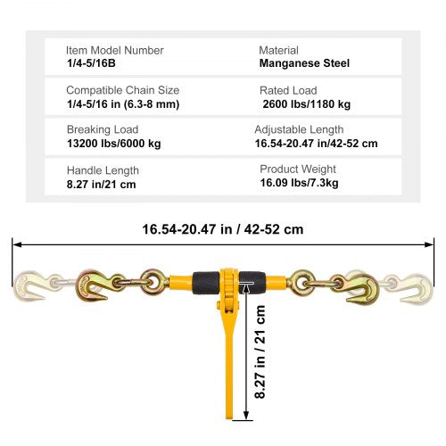 Ratchet Chain Binders 14516 2600 lbs Safe Working Load 4 Pack Load