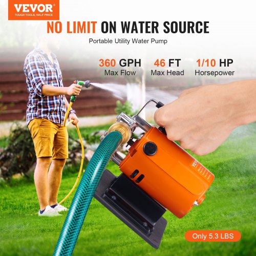 Water Transfer Pump 120V AC 360 GPH 110 HP Portable Electric Utility Pump