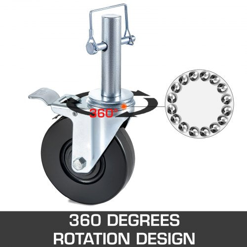 4 Pack 5 Heavy Duty Scaffolding Rubber Swivel Caster With Dual Locking 1