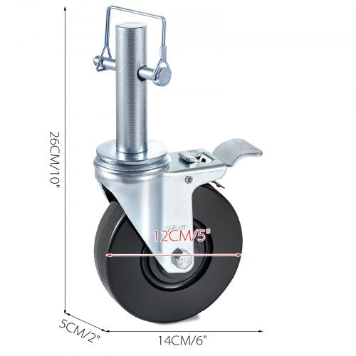 4 Pack 5 Heavy Duty Scaffolding Rubber Swivel Caster With Dual Locking 1