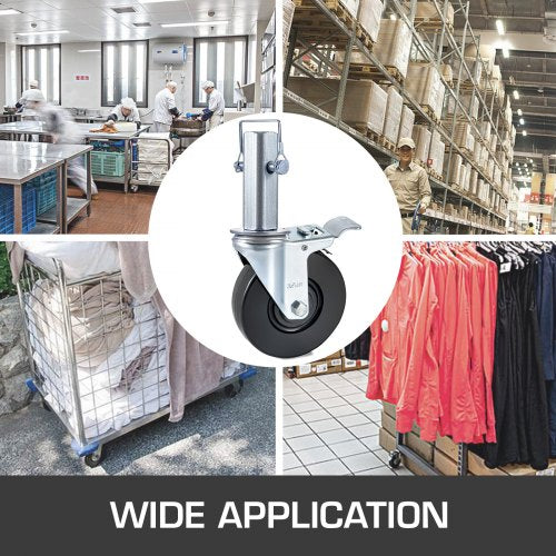 4 Pack 5Inch Scaffolding Rubber Swivel Caster Wheels with Dual Locking Heavy