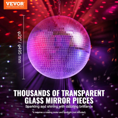 Mirror Disco Ball Large 20 Inch Party Mirror Ball with Hanging Ring