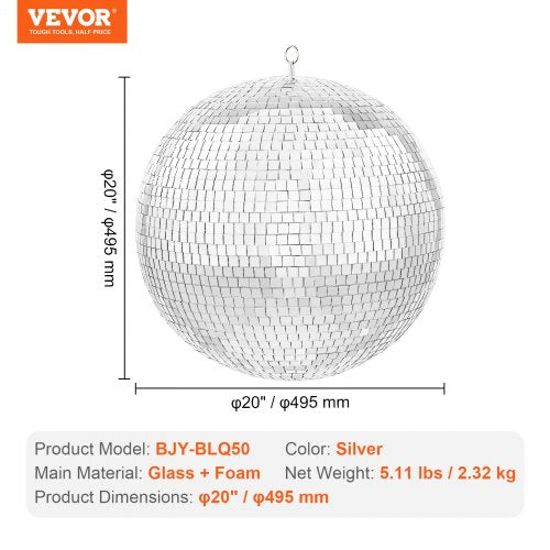 Mirror Disco Ball Large 20 Inch Party Mirror Ball with Hanging Ring