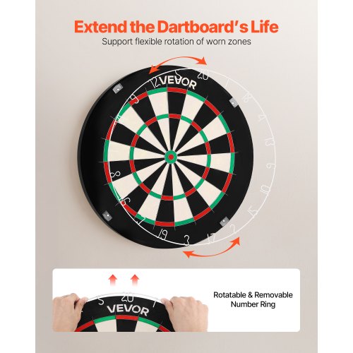 Dart Board HighGrade SelfHealing Sisal Fiber Dartboard with StapleFree