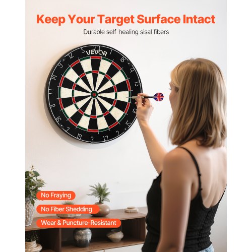 Dartboard with 6 Darts Scoring Kit SelfHealing Sisal Fibers Dartboard