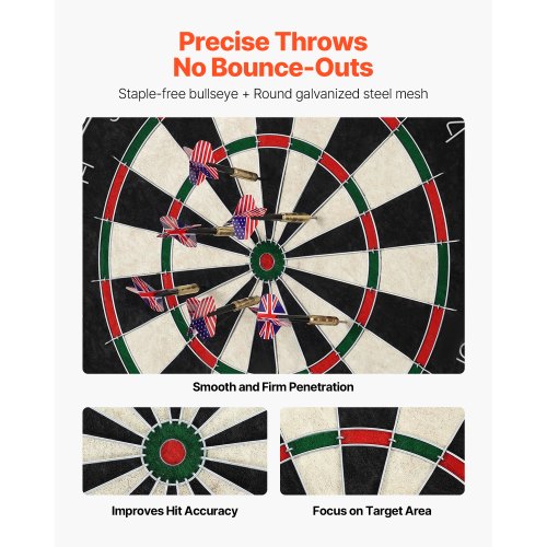 Dartboard with 6 Darts Scoring Kit SelfHealing Sisal Fibers Dartboard