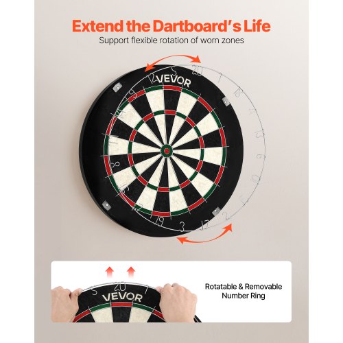 Dartboard with 6 Darts Scoring Kit SelfHealing Sisal Fibers Dartboard