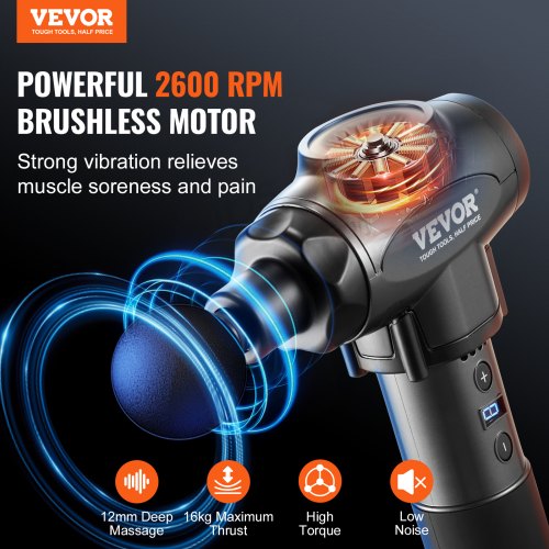 Massage Gun Deep Tissue with 9 Speed Levels 6 Massage Heads 24V 2500mAh