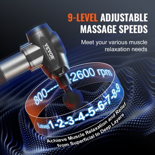 Massage Gun Deep Tissue with 9 Speed Levels 6 Massage Heads 24V 2500mAh