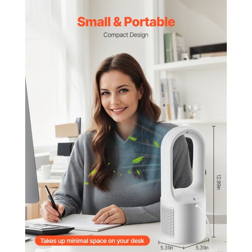 Desk Fan Bladeless 1299 Inch KidsFriendly Personal Portable Desk Fan