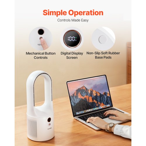 Desk Fan Bladeless 1299 Inch Portable Desk Fan 6Speed USB Quiet Cooling