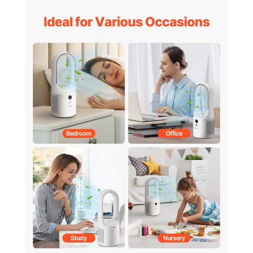 Desk Fan Bladeless 1299 Inch Portable Desk Fan 6Speed USB Quiet Cooling