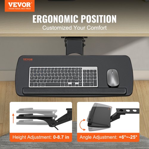 Keyboard Tray under Desk Adjustable Height Height and Angle Adjustable