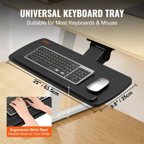 Keyboard Tray under Desk Adjustable Height Height and Angle Adjustable