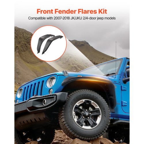 Fender Flare Front Fender Flares Compatible with 20072018 Jeep JKJKU 24